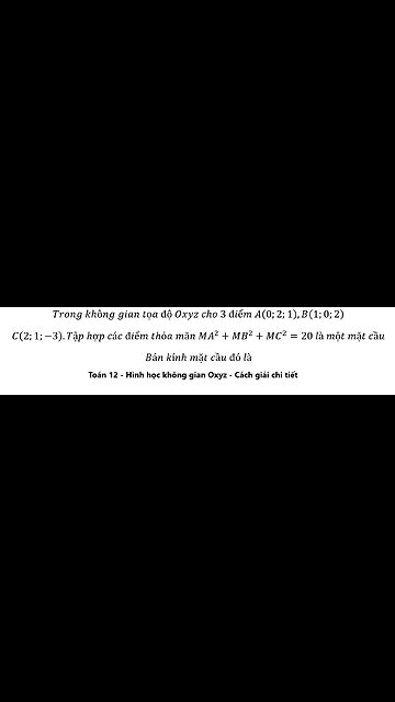 Toán 12: Trong không gian tọa độ Oxyz cho 3 điểm A(0;2;1),B(1;0;2), C(2;1;-3). Tập hợp các điểm