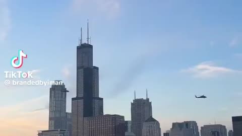 Blackhawks spotted hovering over downtown Chicago. Clean up time.