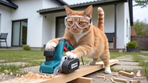 Mama Cat Creates a Handmade Wooden Rocking Horse Toy for Kitten 🐱🪵❤️