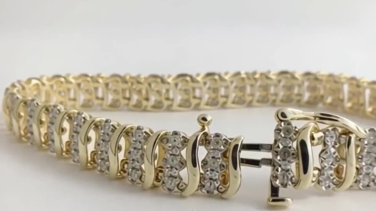 Diamond 3-Row S-Link Two-Tone Tennis Bracelet