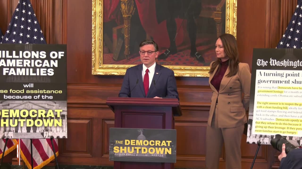 LIVE: Speaker Mike Johnson Holds News Conference on Day 31 of Gov't Shutdown...