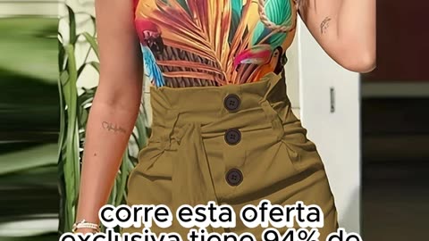 Conjunto de top sin mangas con cuello en V para mujeres y shorts