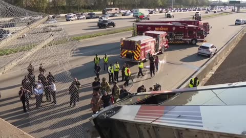 Rear-Ended Metro Bus Rolls Down Embankment