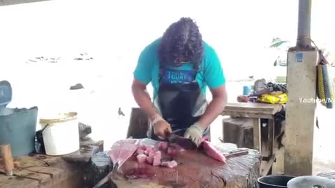 Tuna Fish Cutting _ Fish Cutting Skills Sri Lanka