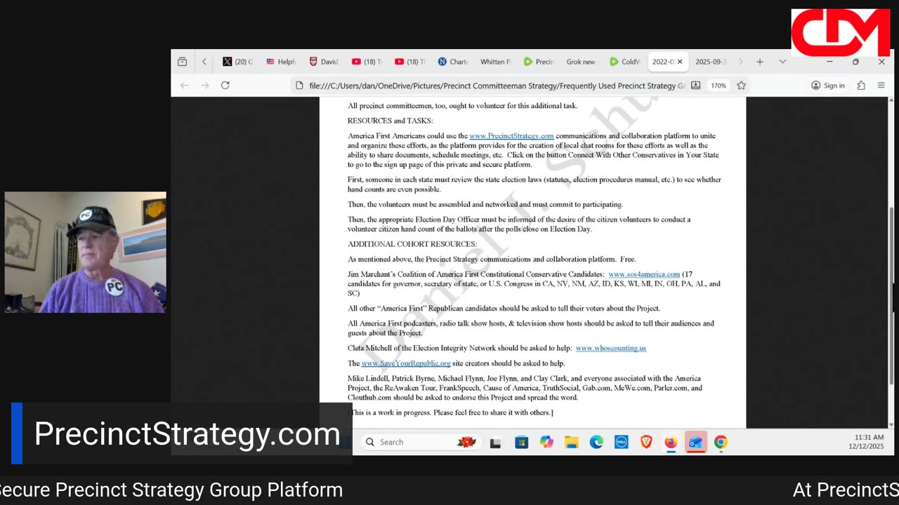 Precinct Strategy Political Illiteracy. And Constitutional. Dan Schultz December 12 2025