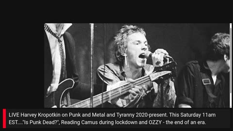 Harvey Kropotkin LIVE this Saturday - 2020 the year Punk Died.