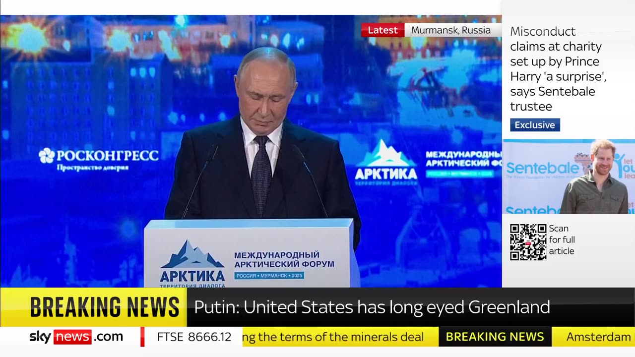 Russian President Putin says that the U.S. plan to take over Greenland is serious