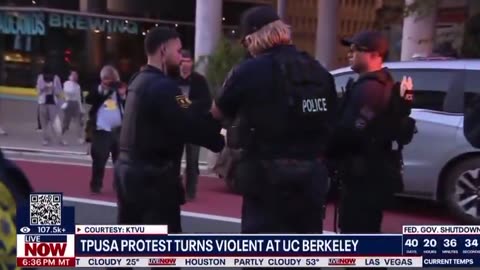Fights are breaking out outside of a Turning Point USA event at UC Berkeley in California
			