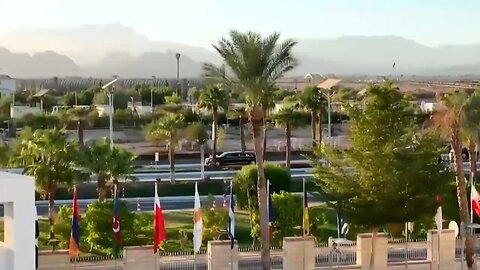 President Trump's motorcade arrives in Egypt for the Gaza Peace Summit.