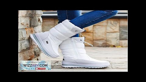 White Women Boots Winter Shoes Warm Plush Mid-calf Boots Waterproof Rubber Non-slip Review