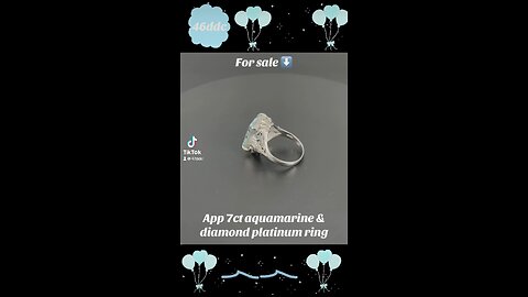 Vintage 7ct emerald cut aquamarine diamond platinum ring