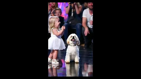 baby girl dancing with dog 🐶🐕