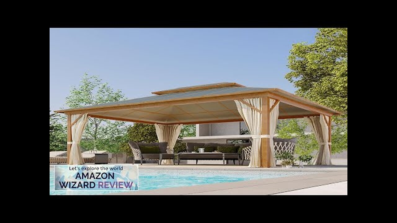 MELLCOM 12x16FT Hardtop GazeboWooden Finish Coated Aluminum Patio Gazebo with Aluminum Review