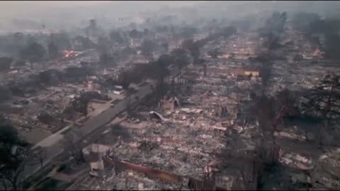 Drone footage shows the devastating aftermath of the LA fires