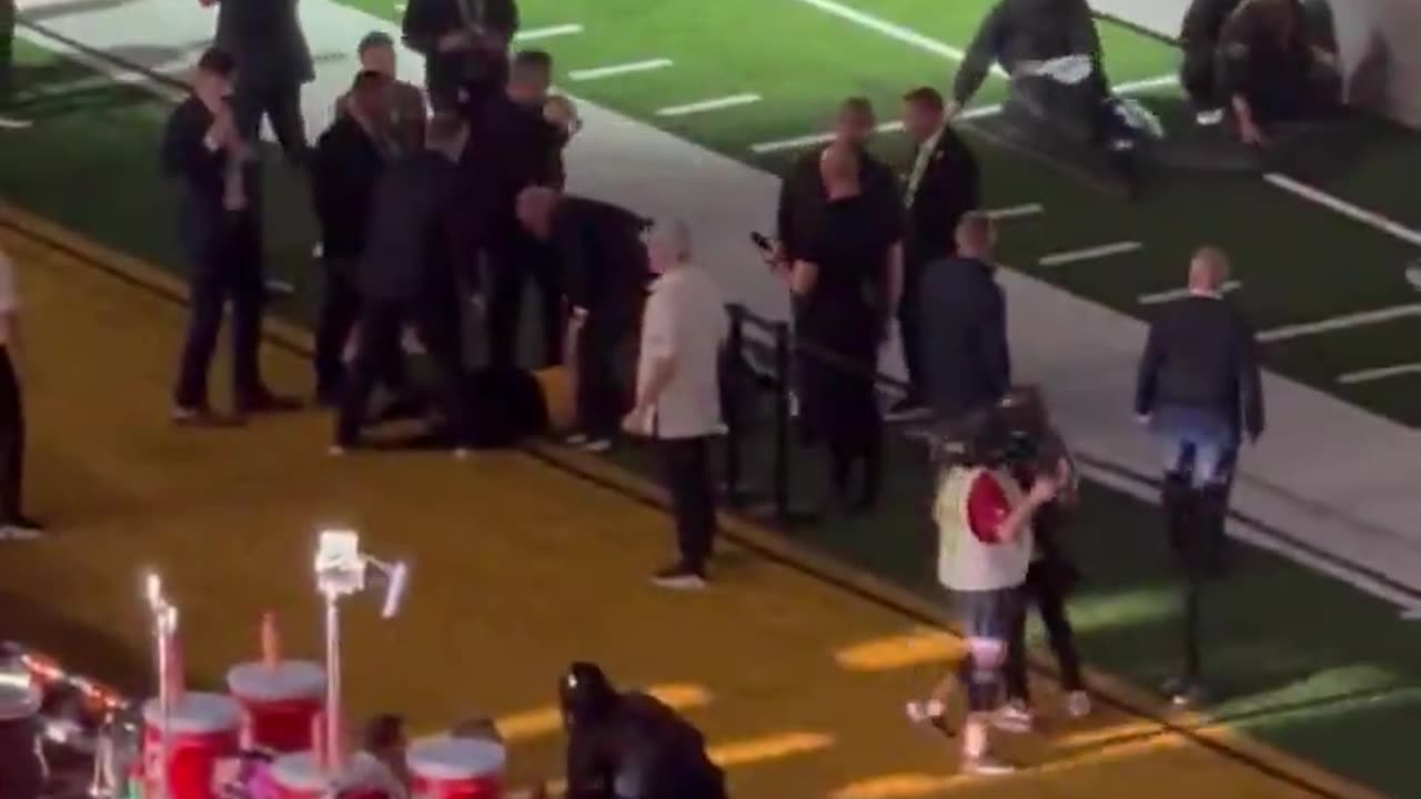 A man with the Palestinian flag got onto the field during super bowl halftime Show