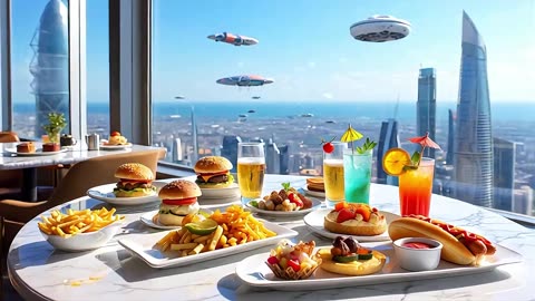 Crispy French Fries, Hamburger, and Perfect Stuffed Hot Dog