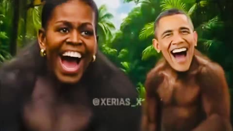 🇺🇸🎬 Trump Presentation Portrays Obamas as Wild Monkeys