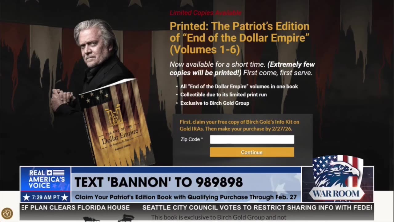 'Be convinced today': Steve Bannon uses Supreme Court tariff ruling to hawk gold