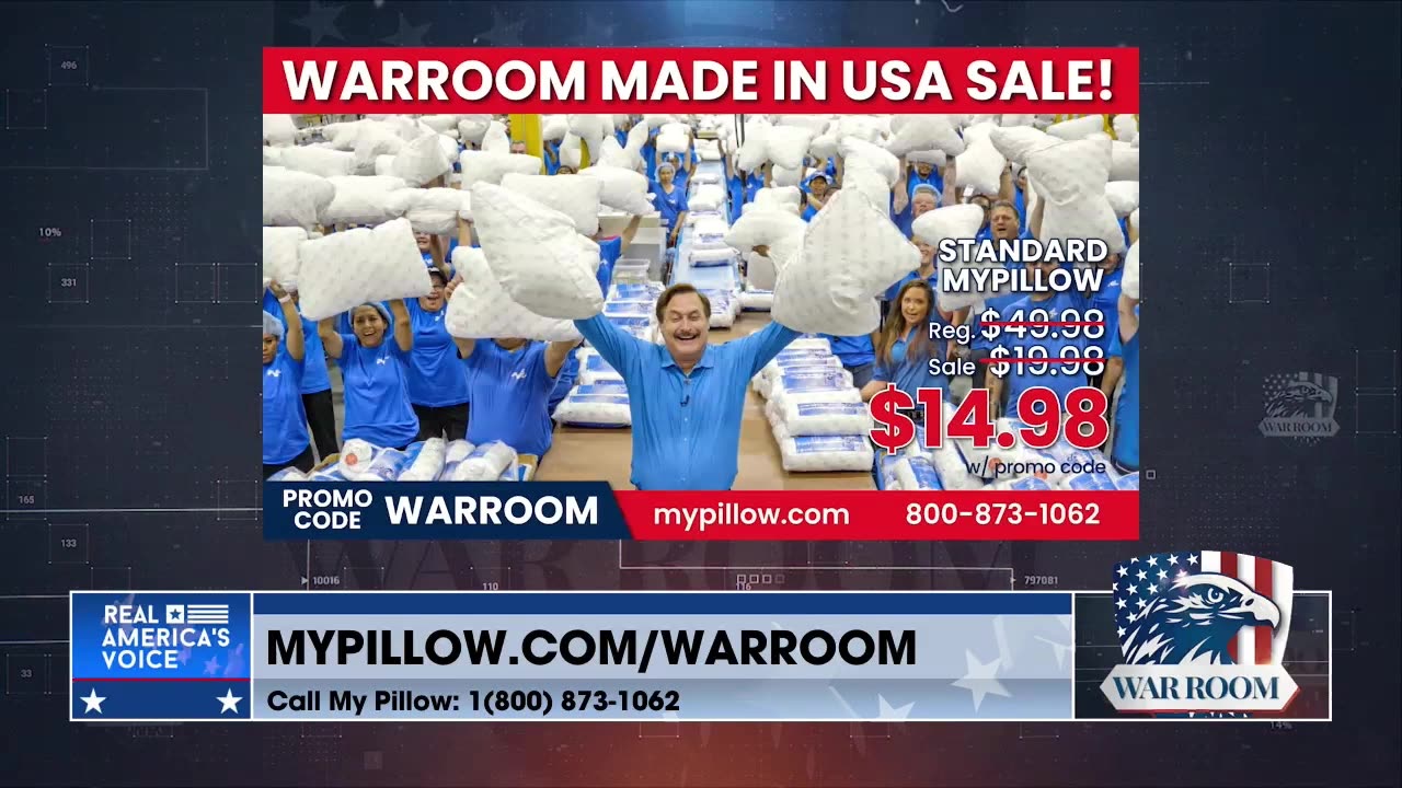 WarRoom Made In USA Sale! Standard MyPillow $14.98 With Promo Code WARROOM MyPillow.com/warroom