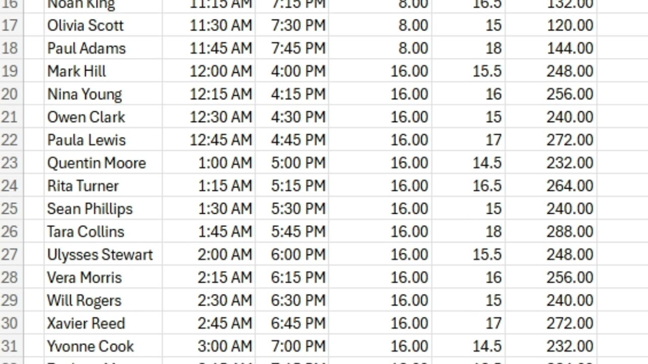 Calculate work hours with this trick! #excel #exceltip #exceltrick