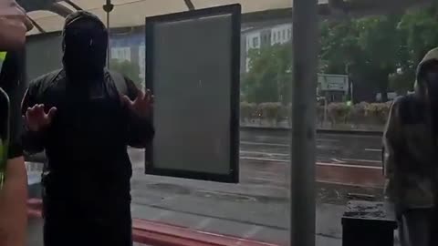 British Antifa acting hard, all masked up trying to intimidate one man. 