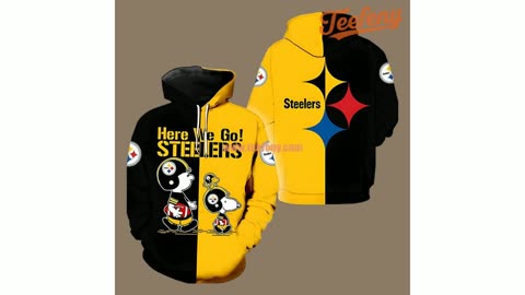Pittsburgh Steelers Snoopy Charlie Brown Woodstock 3D Hoodie Yellow Black