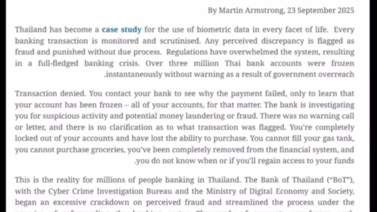 A snippet from Max Igan and the closures of bank accounts.