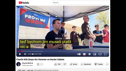 Jak Charlie Kirk diskutoval před rokem o imigraci - s českými titulky