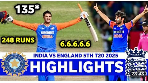 India vs England 5th T20 Highlights 2025 | Abhishek Sharma 135 Runs in 54 Balls Highlights