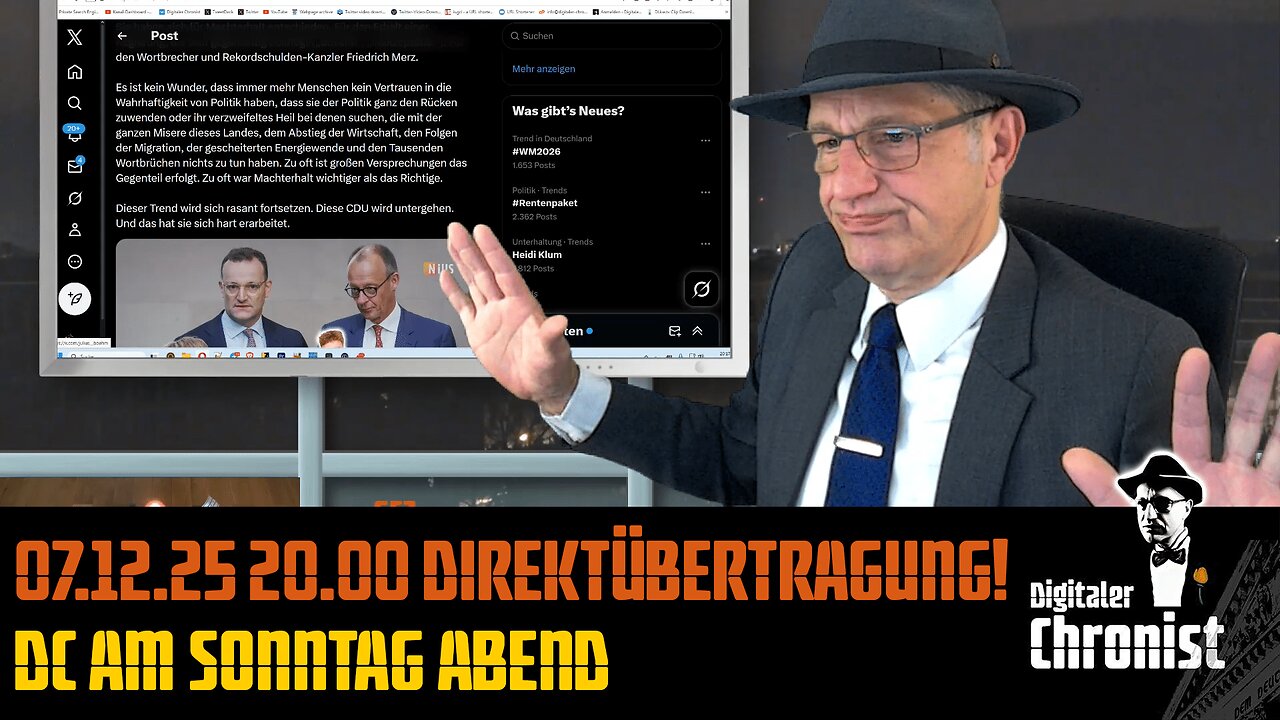 Aufzeichnung vom 07.12.25 Direktübertragung! DC am Sonntag Abend