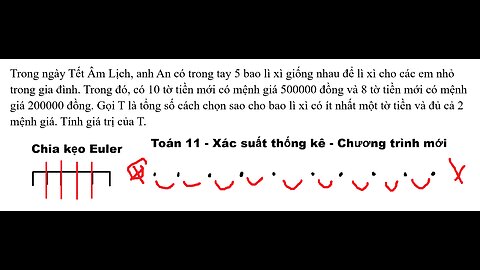 Toán 11: Chia kẹo Euler: Trong ngày Tết Âm Lịch, anh An có trong tay 5 bao lì xì giống nhau để lì xì
