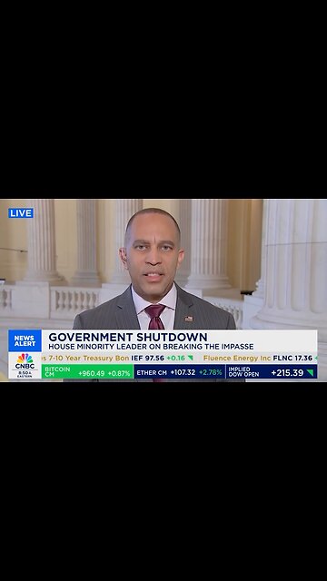 Hakeem Jeffries CALLED OUT By CNBC For Gov't Shutdown