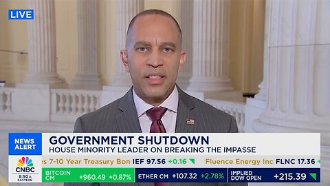 Hakeem Jeffries CALLED OUT By CNBC For Gov't Shutdown