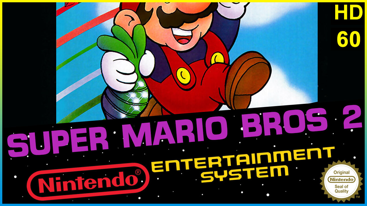 Super Mario Brothers 2. (Nintendo / NES) Complete Playthrough. Lets Play. PugmanPlays HD.