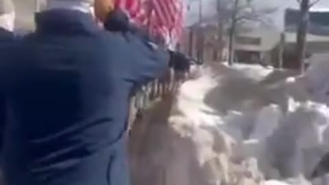 Patriot Front marching against mass immigration in Manchester, New Hampshire.