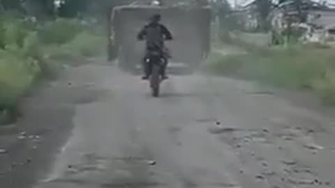 🚜💥 Ukraine Russia War | Russian Armor Hits Landmine Near Bike | RCF