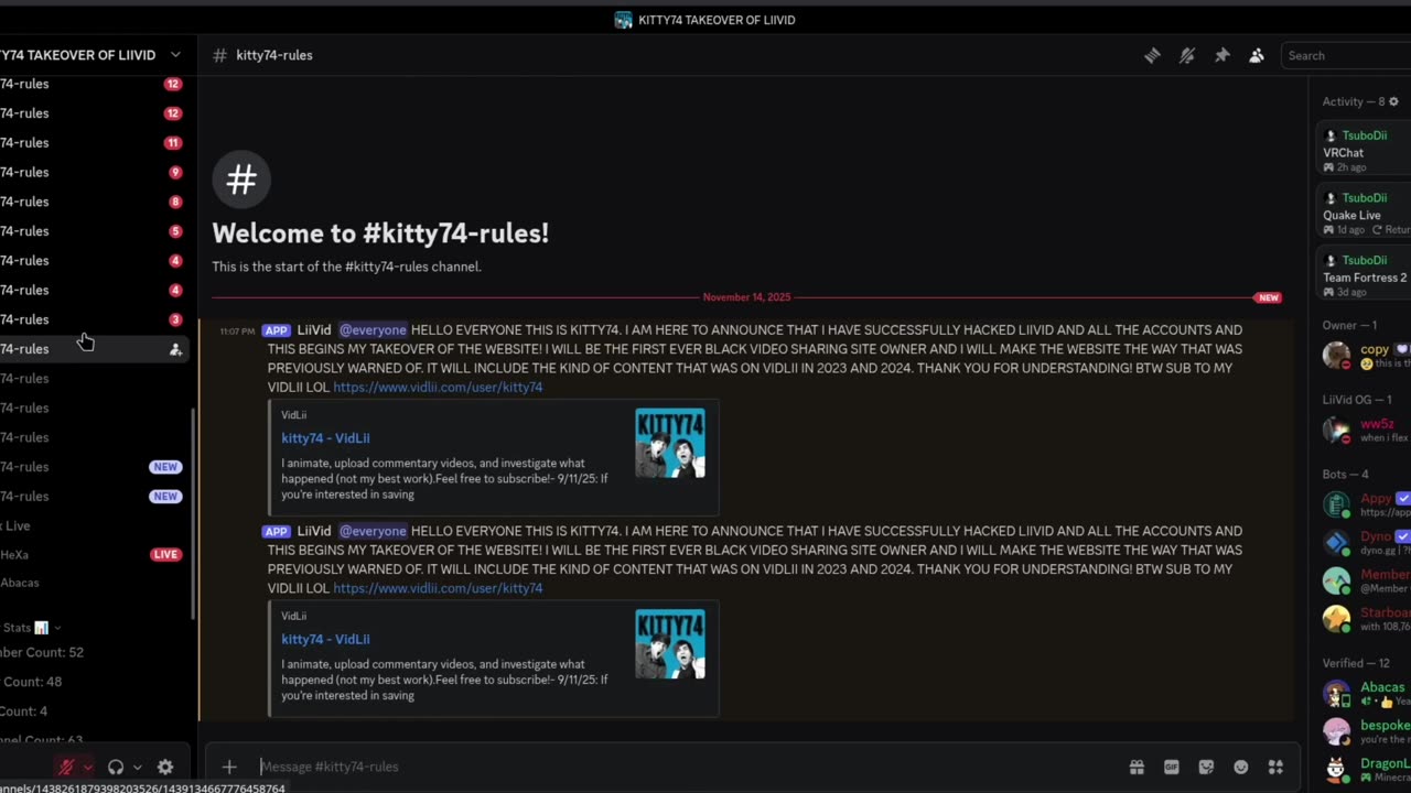 LiiVid V2's Discord Server 1337'd (11⁄14⁄2025)