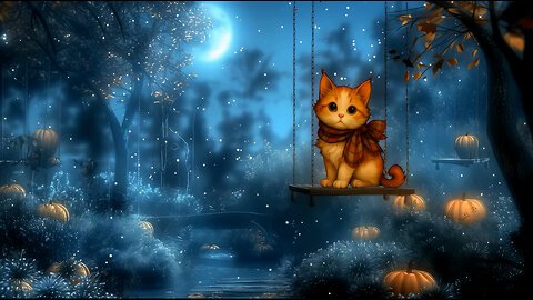 ✨Ginger's Spooky Playground | 11 Hours Of Relaxing Evening Sounds | Purring And Crickets