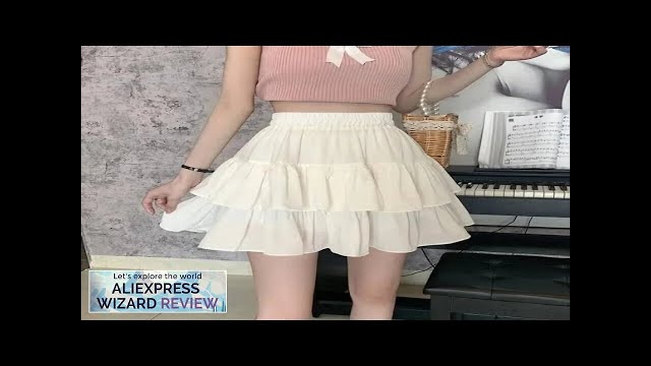 Y2K Women Black White Vintage Korean Japanese Ruffles Mini Pleated Skirts Kawaii Review