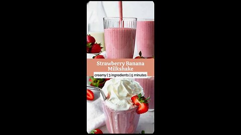 3 min Pinterest Milkshake Banana + Strawberry = PERFECTION 🍓🍌