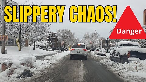 CHAOS IN MONTREAL: First Snow Turns Streets into an ICE RINK (Raw Dashcam Footage)