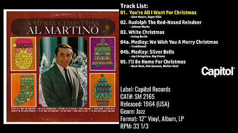 Al Martino – A Merry Christmas (Full Album) – 1964 – CAT.# SM 2165