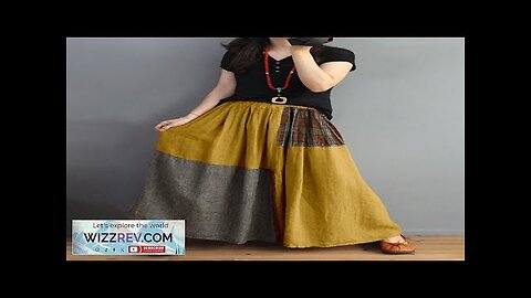 Women Plaid Patchwork Elastic Waist Swing Skirt With Pocket Green 2XL Review