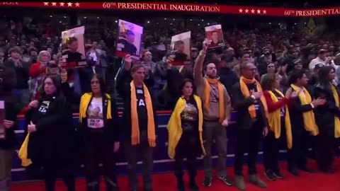 The crowd at Trump's inauguration chanted "BRING THEM HOME" when the hostage families came on stage