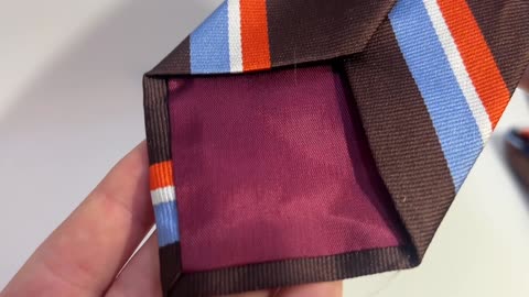 Vintage Brown, Orange, Blue Striped Rooster Brand Polyester Tie 54.25" x 3"