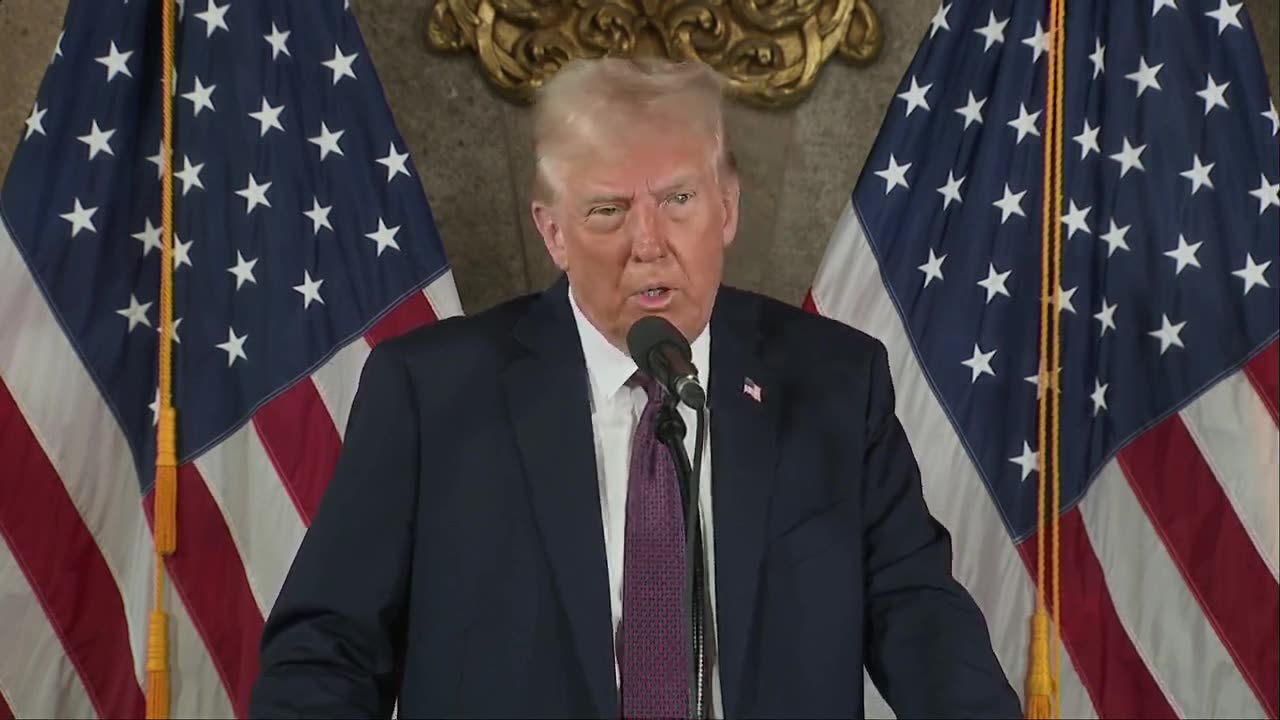 President Donald John Trump answers reporter questions at Mar-a-Lago