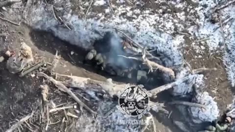 UA Drone drops incendiary on Russian troop position, and fire results. Ukraine 2023