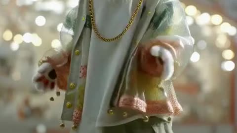 pure white female cat dancing hip hop in Korean streetwear cat