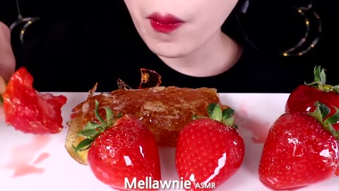 STRAWBERRY , HONEYCOMB EATING SOUND | ASMR