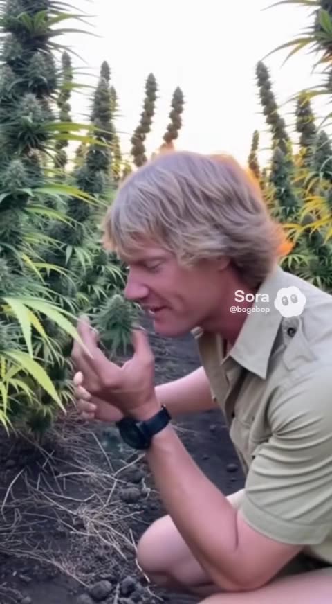 Steve Irwin in the Cannabis Field - Sora 2